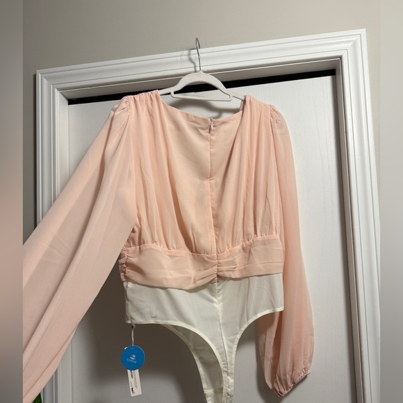 Cupshe Long Sleeve Bodysuit XL Light Peachy Pink NWT - Picture 4 of 14